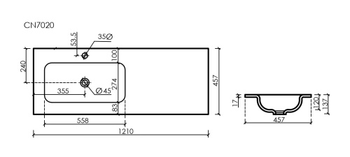 Раковина Ceramica Nova GRACE 121 см CN7020 накладная цвет белый - фото 4